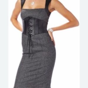 Bebe Black and Gray Midi Dress